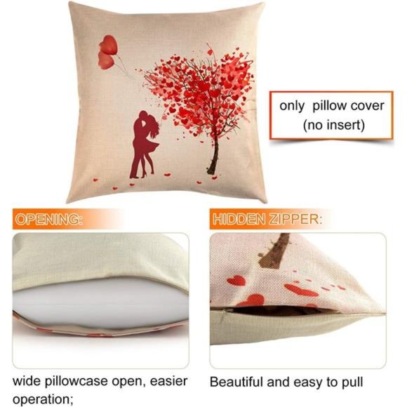 4 Pack Valentine's Day Throw Pillow Covers 18x18 Inch Holiday Home Decoration - Picture 7 of 8